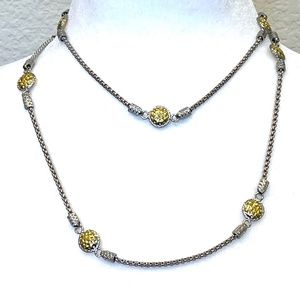 Pretty Silver and Gold Tone Long Necklace
